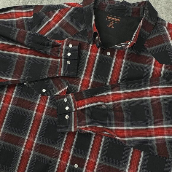 Men's 3XL Tall Pearl Snap Plaid Long Sleeve Flannel Shirt Boulder Creek - Picture 1 of 11